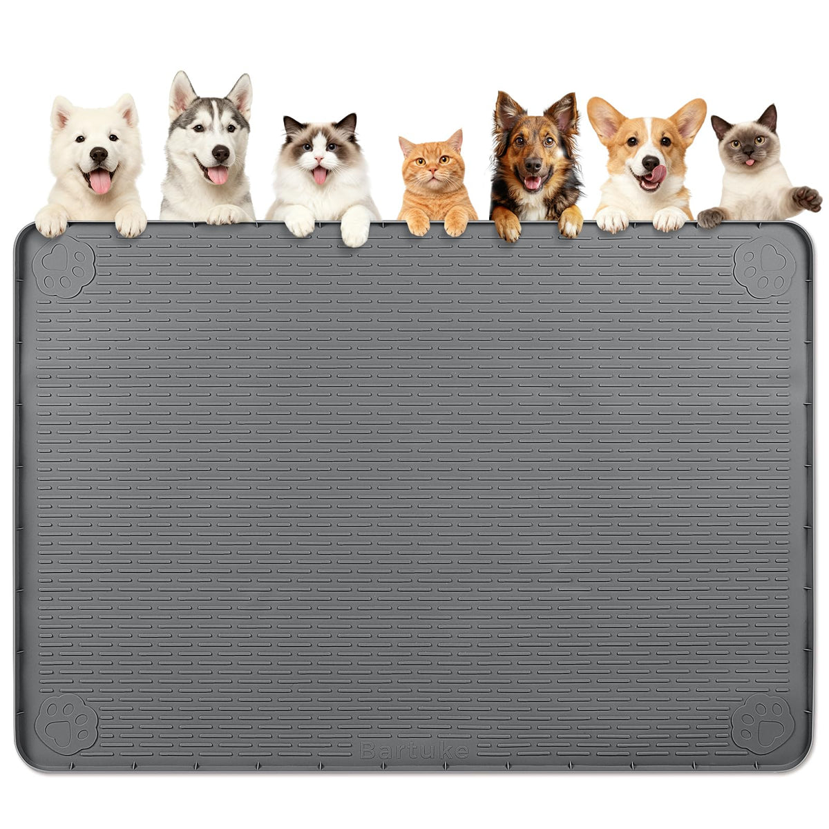 Dog Food Mat 70''x45'' Extra Large Dog Mat for Food and Water (70"L x 45"W / Dark Grey)