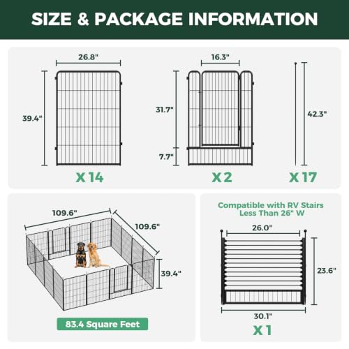 Rollick Dog Playpen with RV Step Grid for RV Camping (Black / 40"H)