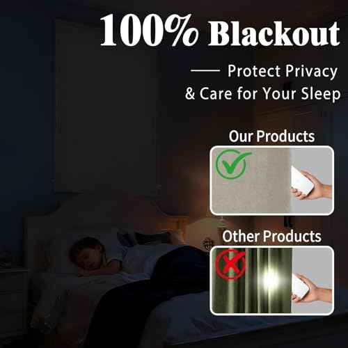 100% Blackout Curtains for Bedroom Stick On Curtain Window Shades Pull Down Blackout Window Cover No Drillng Self Adhesive Curtains No Rod Small Windows (45"W x 72"L (Pack of 1) / Light Brown)