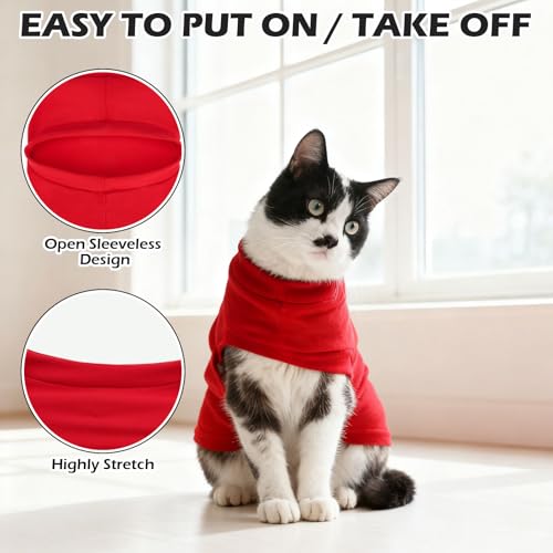 Cat Sweater Warm Fleece Pet Clothes for Cats Only (Red / Small)