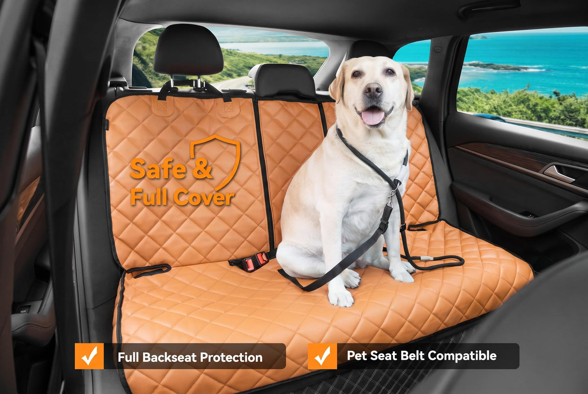 Dog Car Seat Cover for Back Seat (Tan / Standard Back Seat Cover)