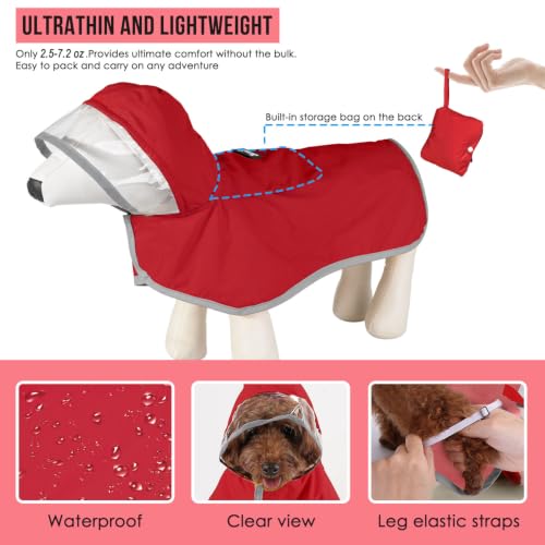 Dog Raincoat Ultra Lightweight Rain Jacket (Small / Red)