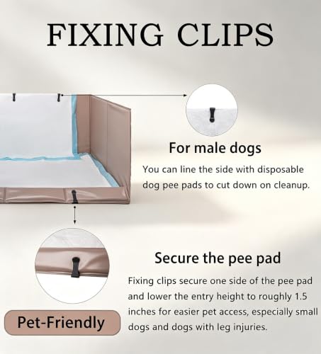 Dog Litter Box with High Walls (Warm gray / S-23.6''Lx23.6''Wx12''H)
