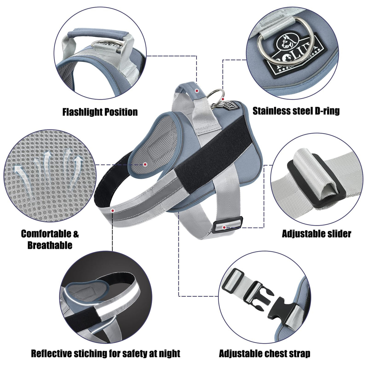 Dog Harness No (Small (Pack of 1) / Silver)