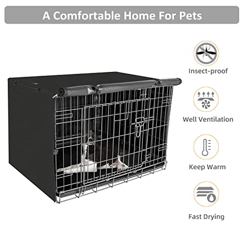 Dog Crate Cover Waterproof Kennel Cover (48.4"L x 30.3"W x 32.3"H / Black)