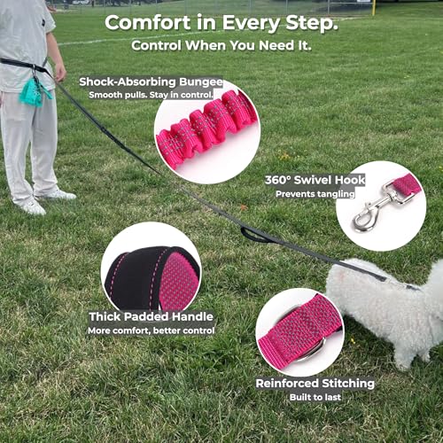 Hands Free Dog Leash (Hot Pink / Large (8–10FT))