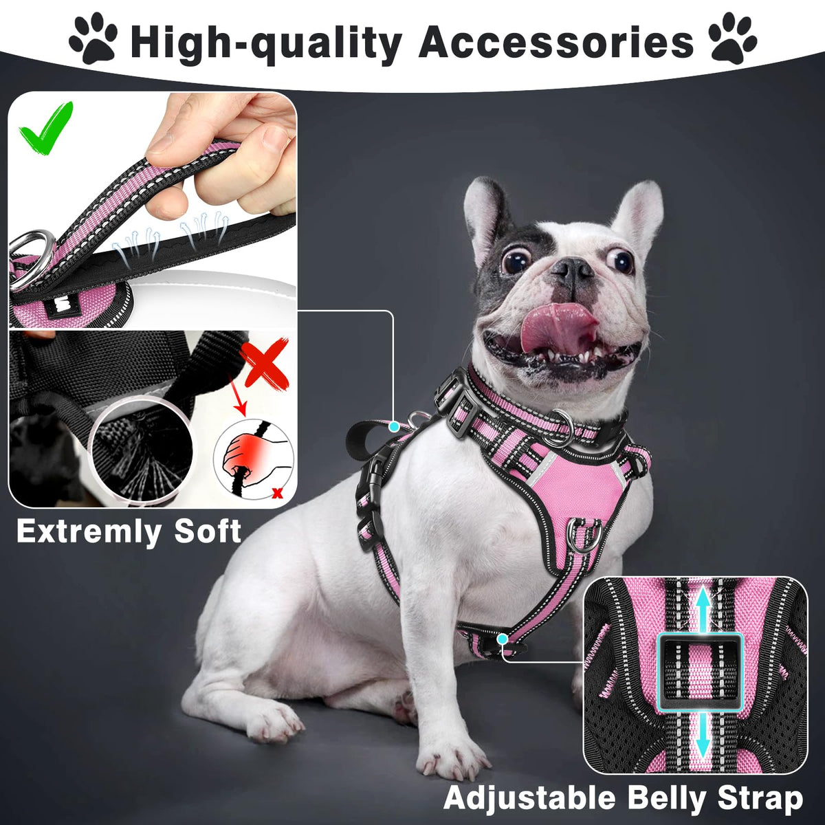 Pet Harness Collar and Leash Set (Small / Pink)