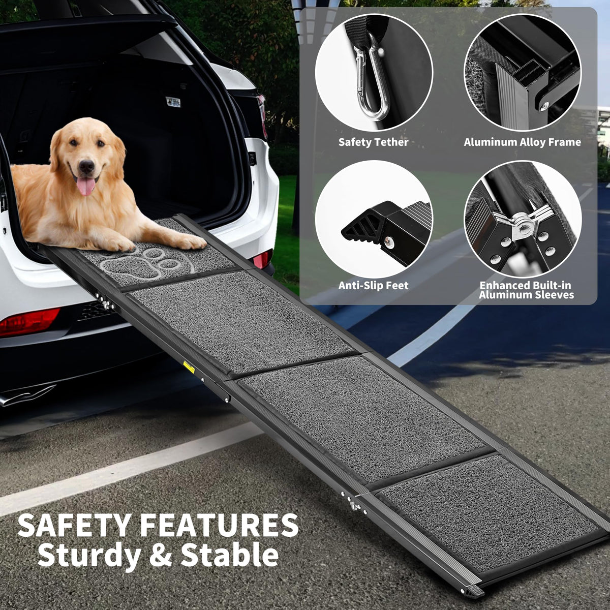 Dog Ramp for Large Dogs (Upgraded 71" L x 17.3" W)