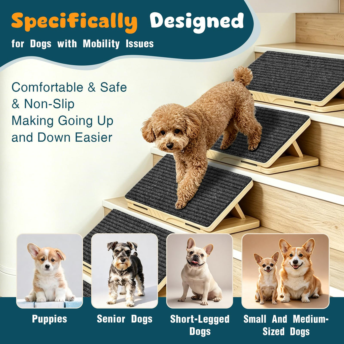 6 Pack Small Dog Ramp for Stairs (Gray / 6)