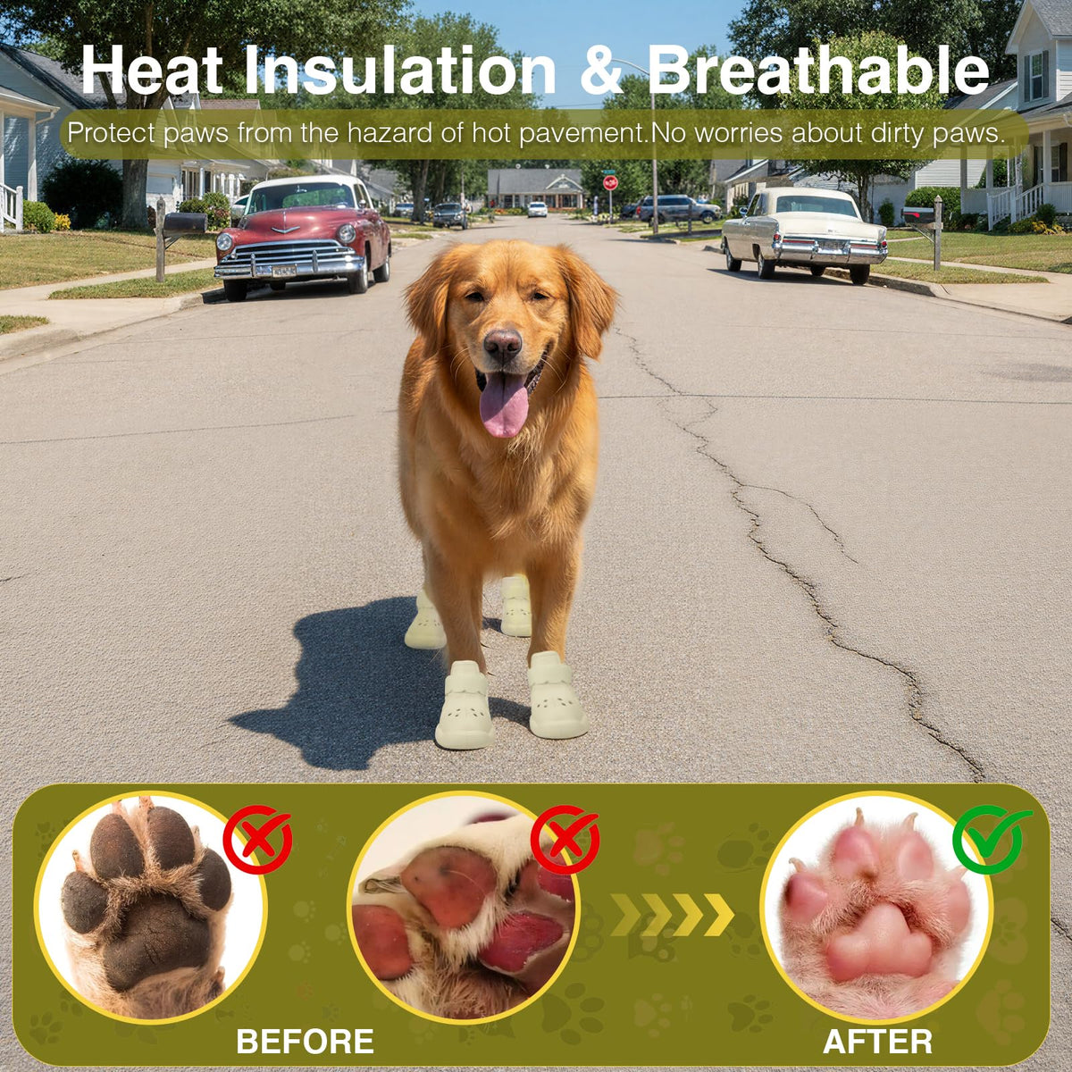 Dog Shoes for Hot Pavement and Snow (Beige / XL)