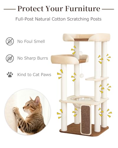 53" Cat Tree Tower for Large Cats (White 53'')