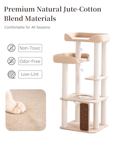 53" Cat Tree Tower for Large Cats (Ivory 53")