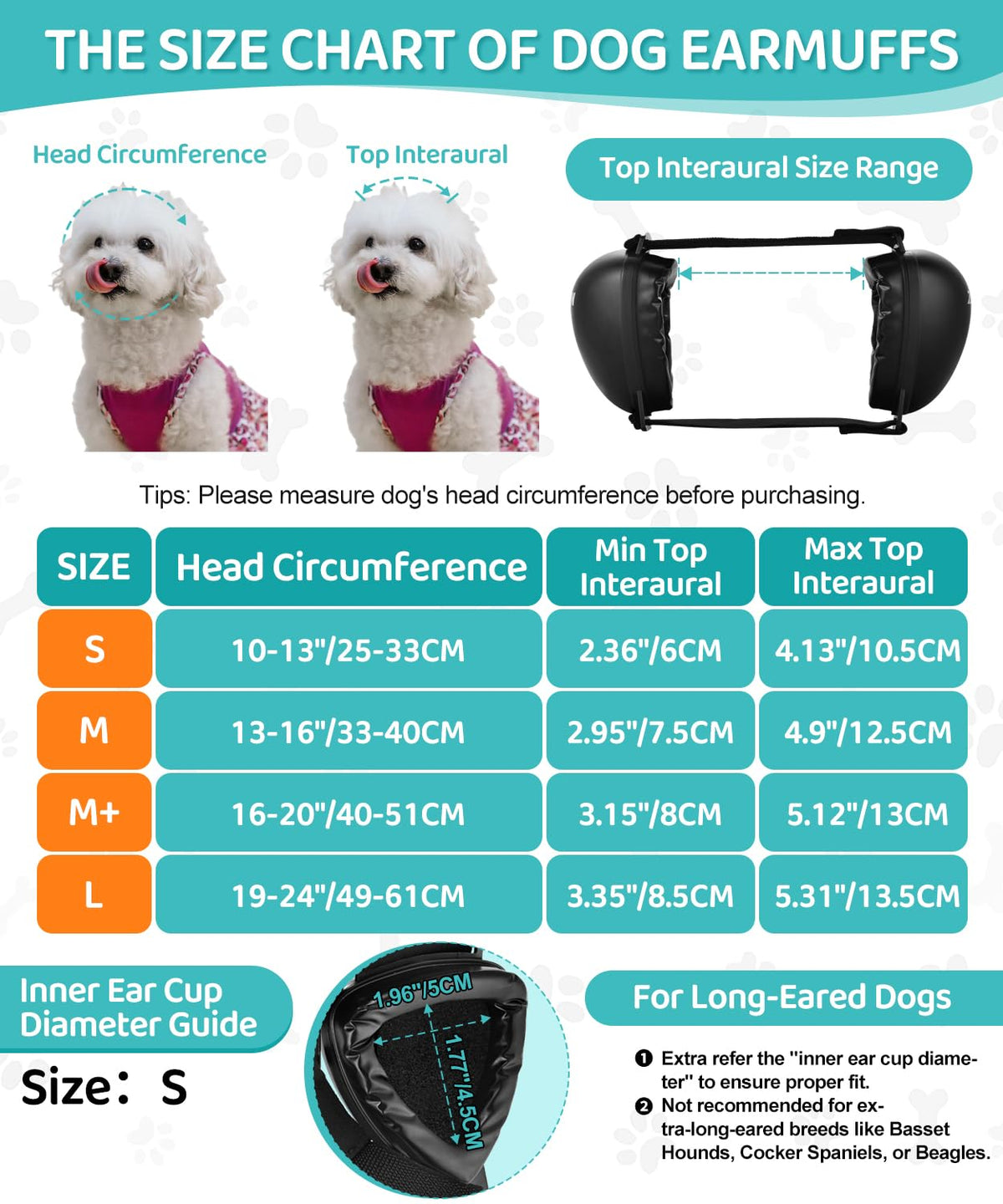 DG02 Dog Ear Muffs Noise Protection (Black-small-gel Earpads)