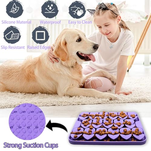Small Silicone Snuffle Mat for Small Dogs Puppy Cat Slow Down Eating (Purple-S (8.1x7.5in))