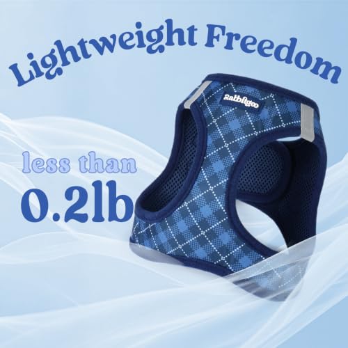 Dog Harness Small Sized and Leash Set (Navy Blue Plaid / M (Chest: 16.0"-18.5"))
