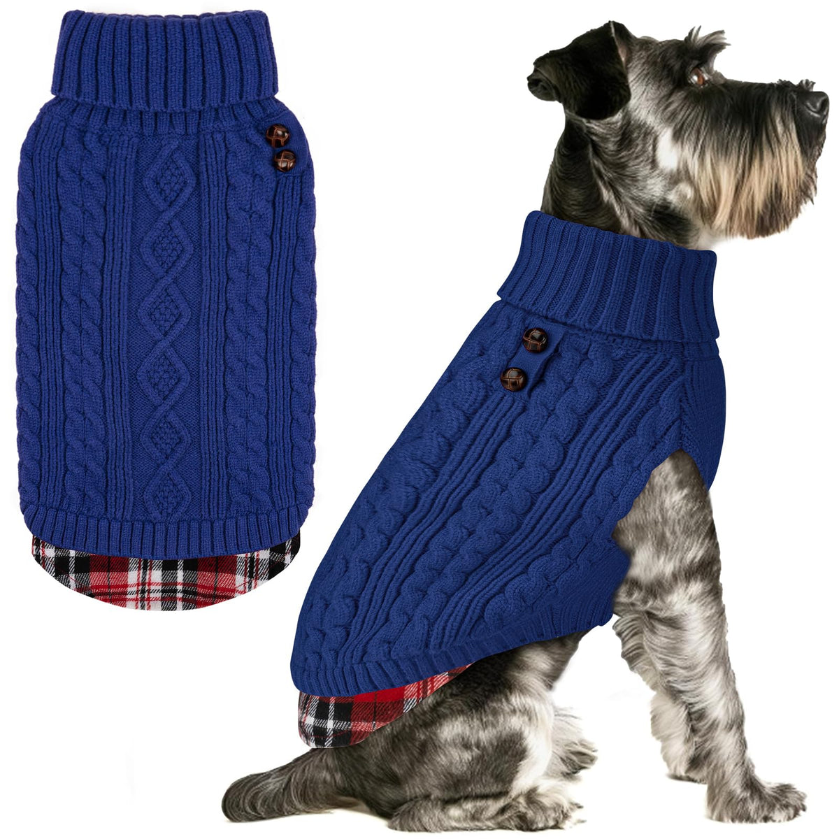 Dog Sweater for Small Dogs Turtleneck Thick Knit Pullover (Medium (7-13lbs) / 6# Blue)
