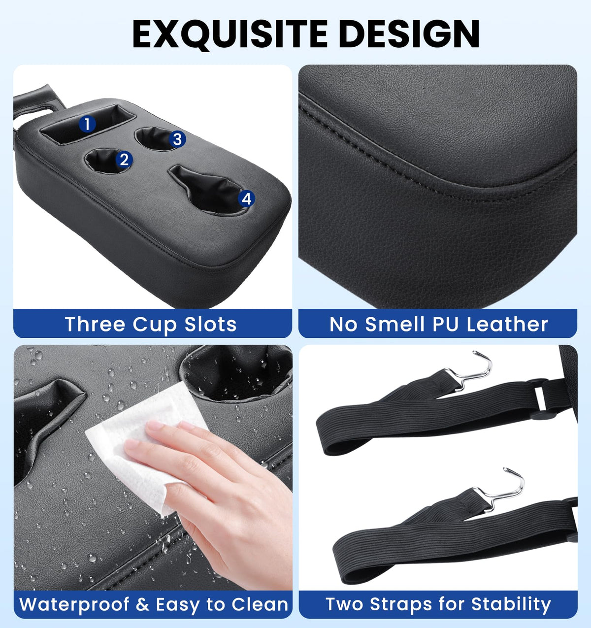 Upgraded Car Cup Holder with Dual Secure Strap Back Seat Cup Holder for Car (Dual Secure Straps)