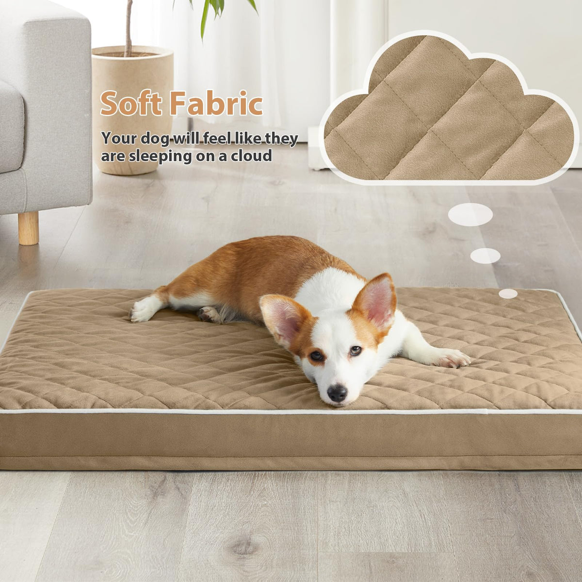 Orthopedic Waterproof Large Sized Senior Dogs Bed for Comfy Sleep (brown / 36"L x 27"W x 3"Th)
