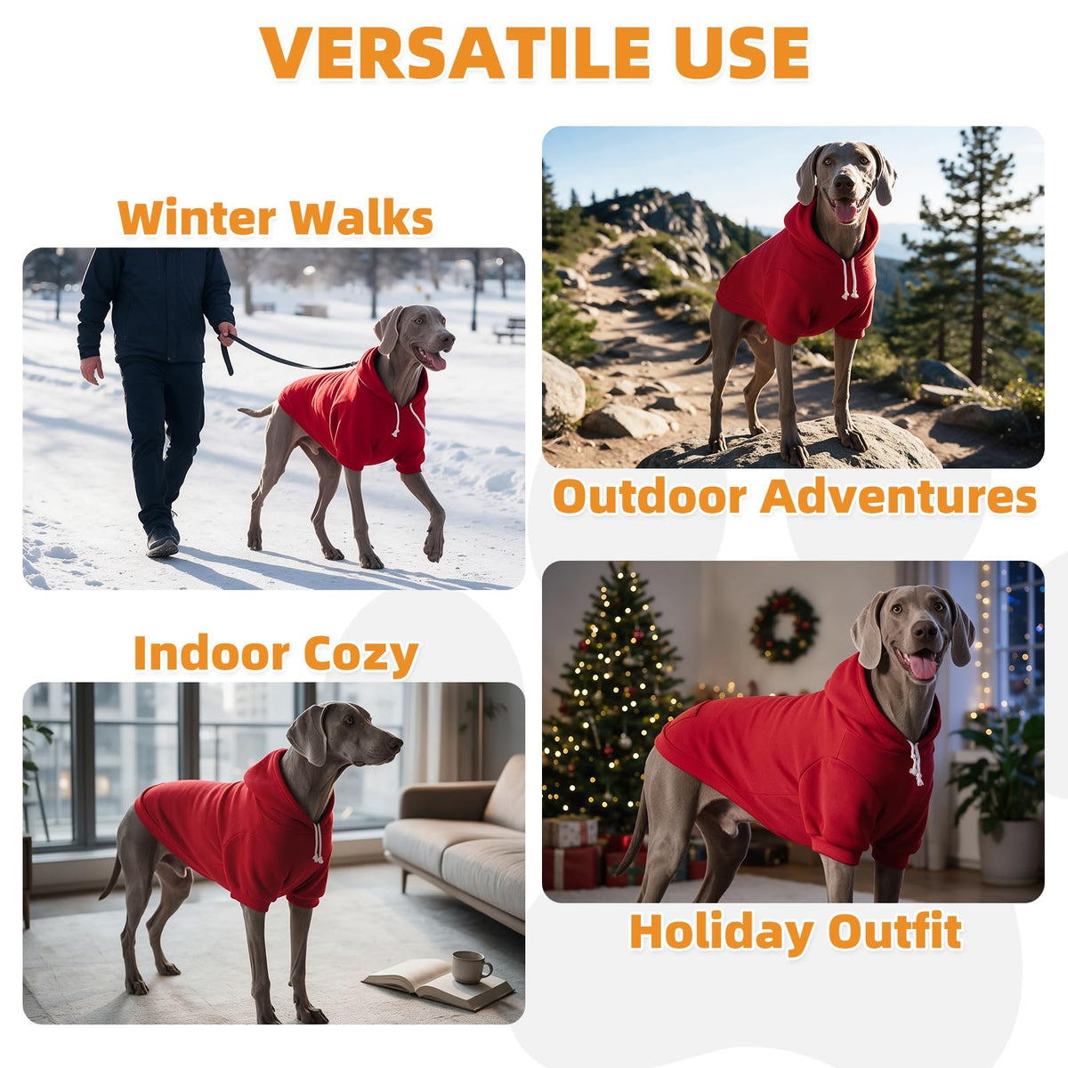 Dog Hoodie for Large Medium Small Dogs (Red / X-Large)