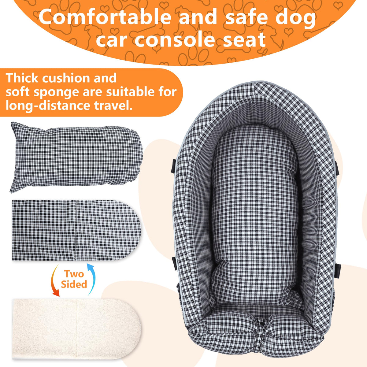 Center Console Dog Car Seat Dog Bed for Car Console Portable Armrest Booster Seat Carrier for Small Medium Dogs Anti