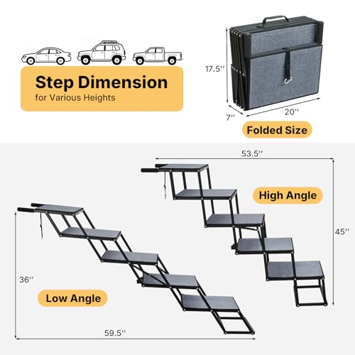 Foldable Dog Steps for Car Truck (Extra Wide 20"W)