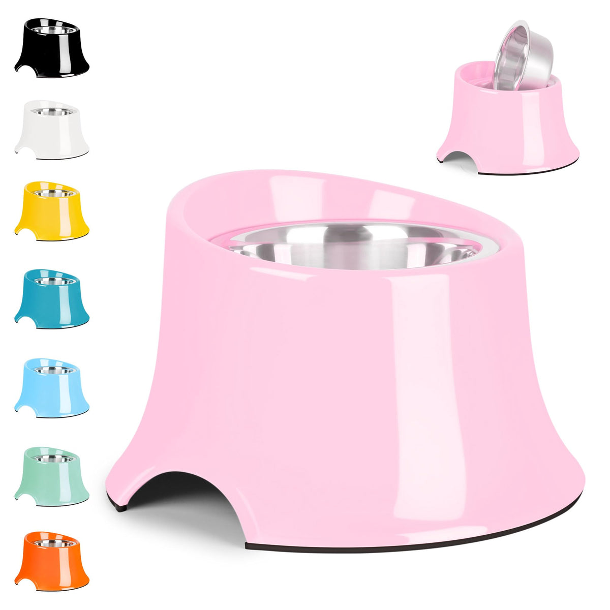 Tilted Elevated Dog Bowls Non (M/2 Cup / Pink)