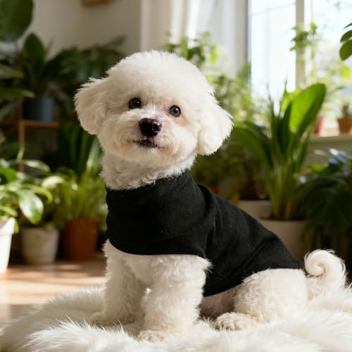Cat Sweater Warm Fleece Pet Clothes for Cats Only (Solid Black / Large)