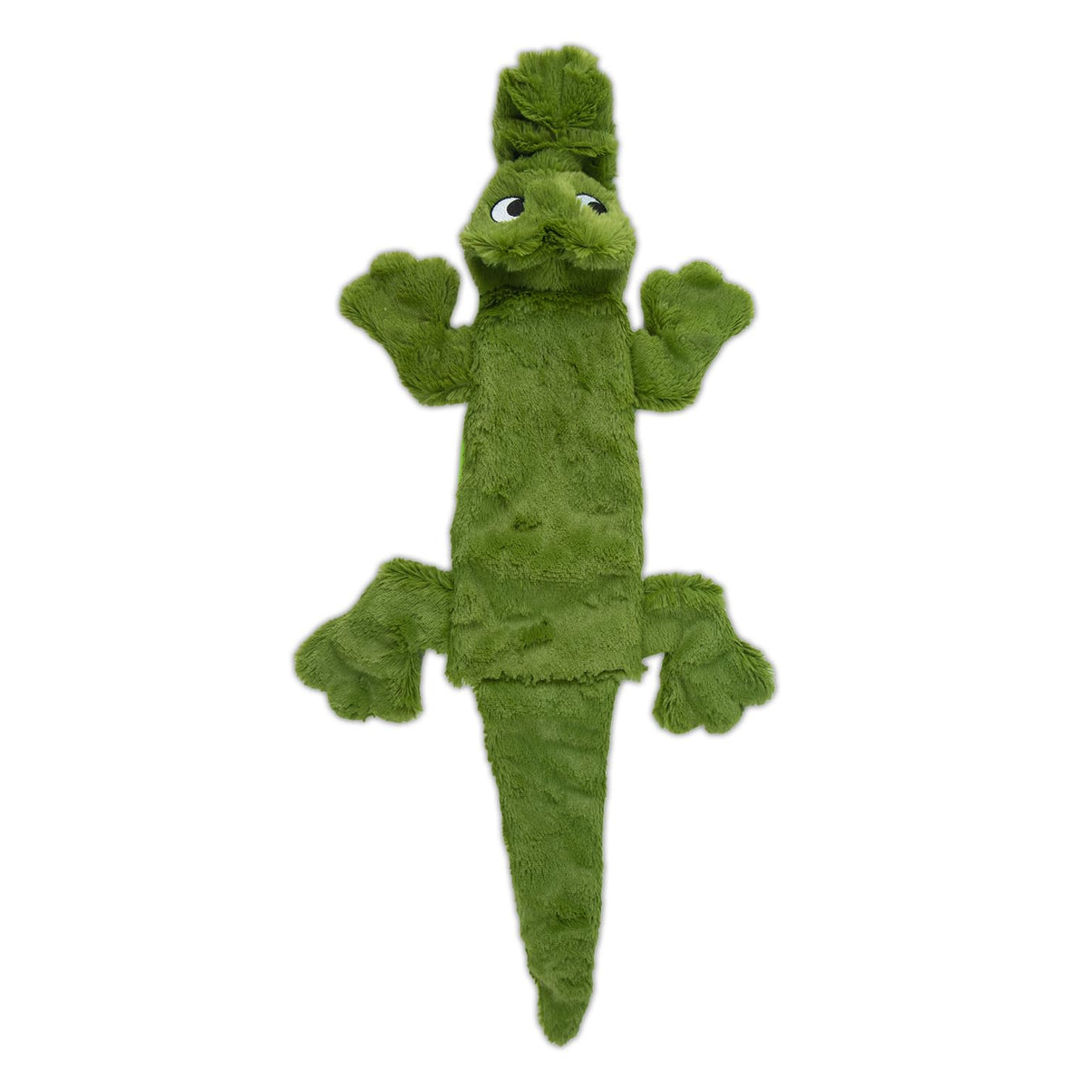 2-in-1 Stuffless Squeaky Dog Toy - Alligator, Medium (Green/Alligator / Medium)