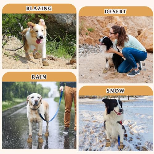 Dog Shoes for Large Medium Small Dog (Khaki / Size 4: 2.17''x2.68''(W*L))