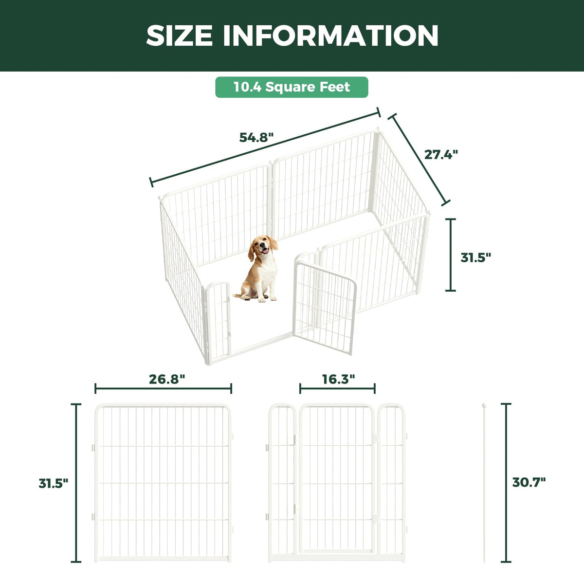 Homeplus Indoor Dog Playpen (White / 32"H)