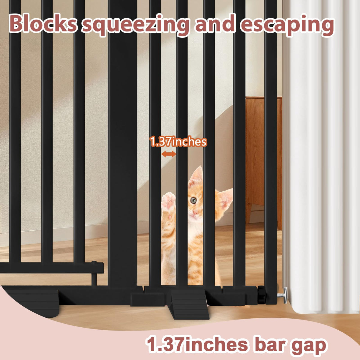 51'' Extra Tall Cat Gate Barrier for Doorways Hallways (Black-51"tall / 30''-49.2''Wide)
