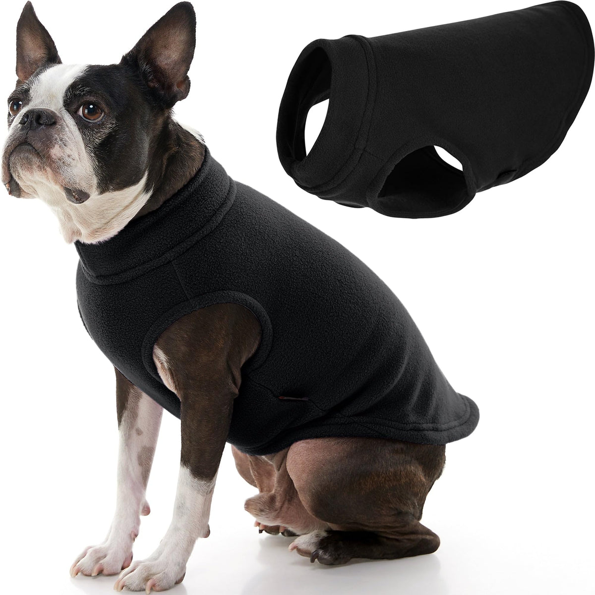 Stretch Fleece Vest Dog Sweater (X-Large Length (16.5") / Black)