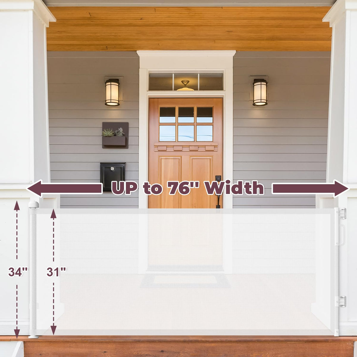 76" Retractable Baby Gates Extra Wide (White / 34" Tall x 76" Wide)