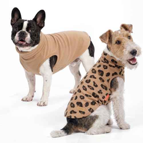 2Pack Dog Sweater for Large Dogs Fleece Sweatshirt (XX-Large (32-55lbs) / Khaki Leopard)