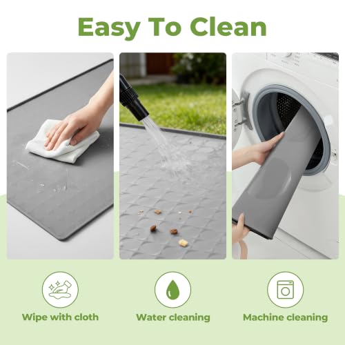Extra Large 34x22 Inch Machine Washable Silicone Pet Food Mat (grey / 34*22)
