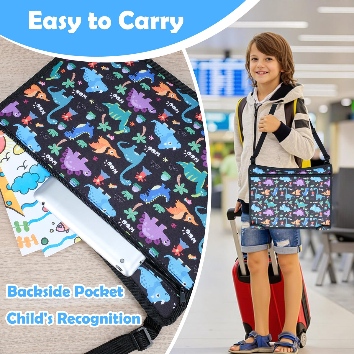 Kids Travel Tray for Carseat (Dinosaur & Mermaid)