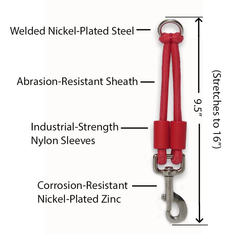 BUNGEE DOG LEASH EXTENSION (Large (up to 110 pounds) / Red)