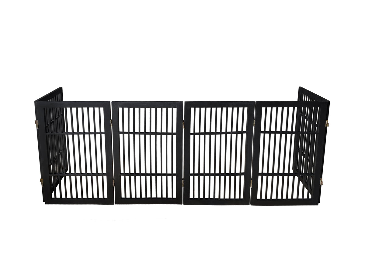 Pet Dog Gate Freestanding (6 Panel 30" Tall / Black Pet Gate)