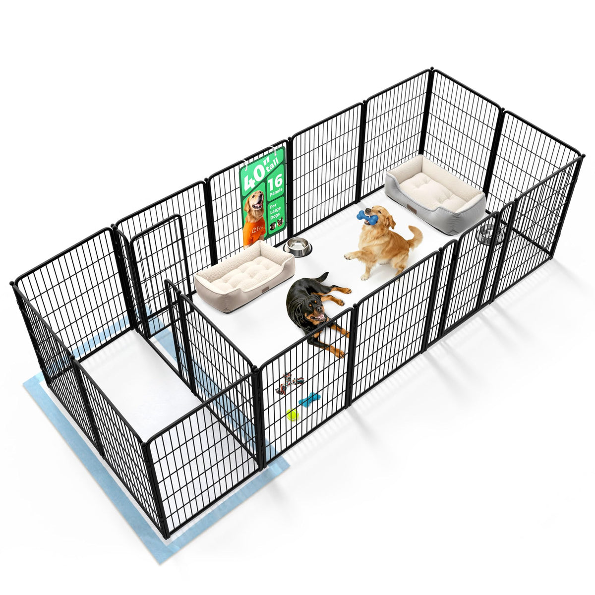 Homeplus Indoor Dog Playpen with Divider Connectors (Black / 40"H)