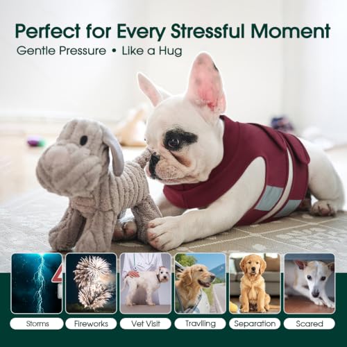 Calming Vest for Dogs Anxiety (Calm Burgundy / L (Chest 24.4-29.5"))