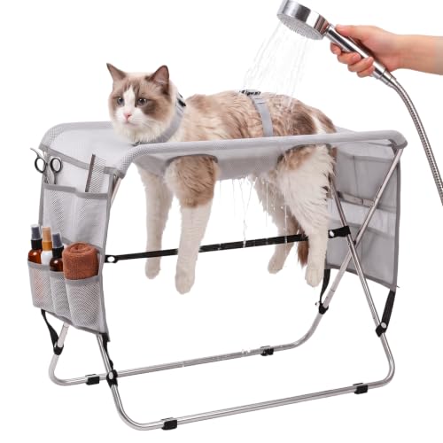 Pet Grooming Hammock for Small Dogs Cats Under 30 lbs (Grey)