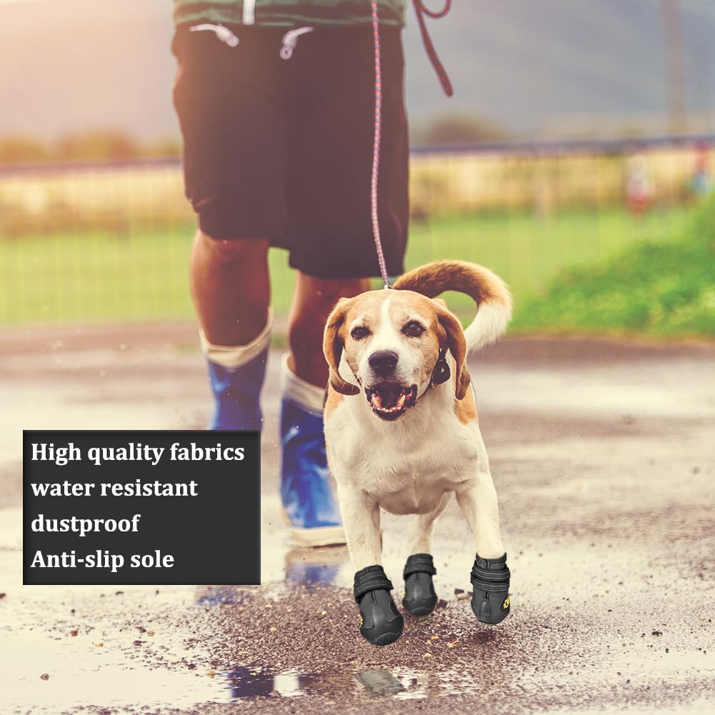 Dog Boots & Paw Protectors Non (Size 1: （2.3''x1.6'')(L*W) for 10-23 lbs / Black)