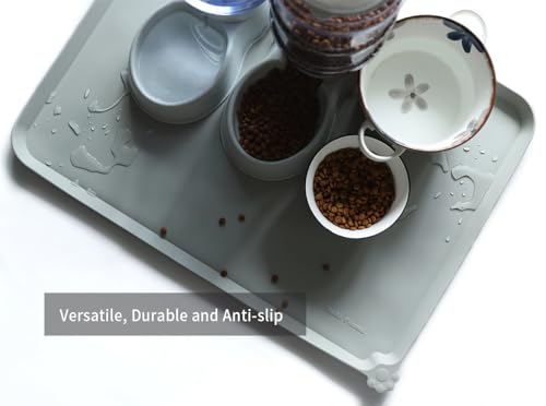 X Large Silicone Pet Food Mats Tray (28" x 20" / Battleship)