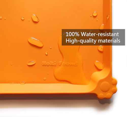 L Silicone Non Slip Pet Dog Cat Bowl Mats (22" x 14" / Orange)