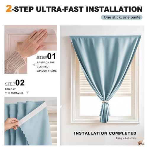 Adhesive Curtain (35"W x 71"L (Pack of 2) / Lake Blue)
