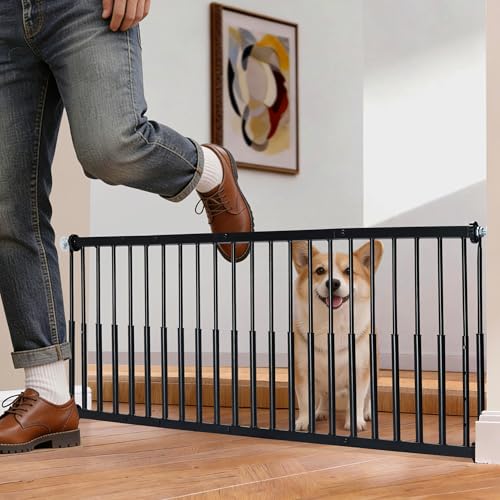 14'' 19.5'' Height Adjustable Dog Gate (Black / 14''-19.5''H × 18''-46''W)
