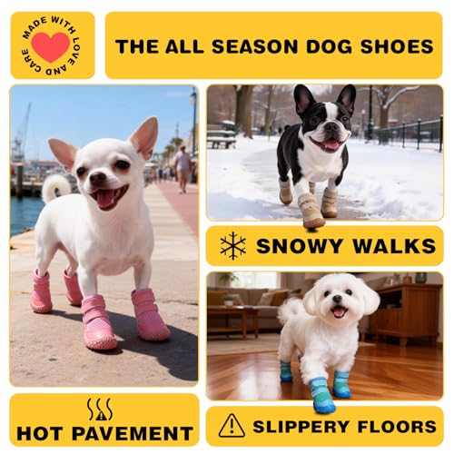 Dog Shoes for Small Dogs (Blue / #3 (Width 1.49 inch) for 11.0-16.5 lbs)