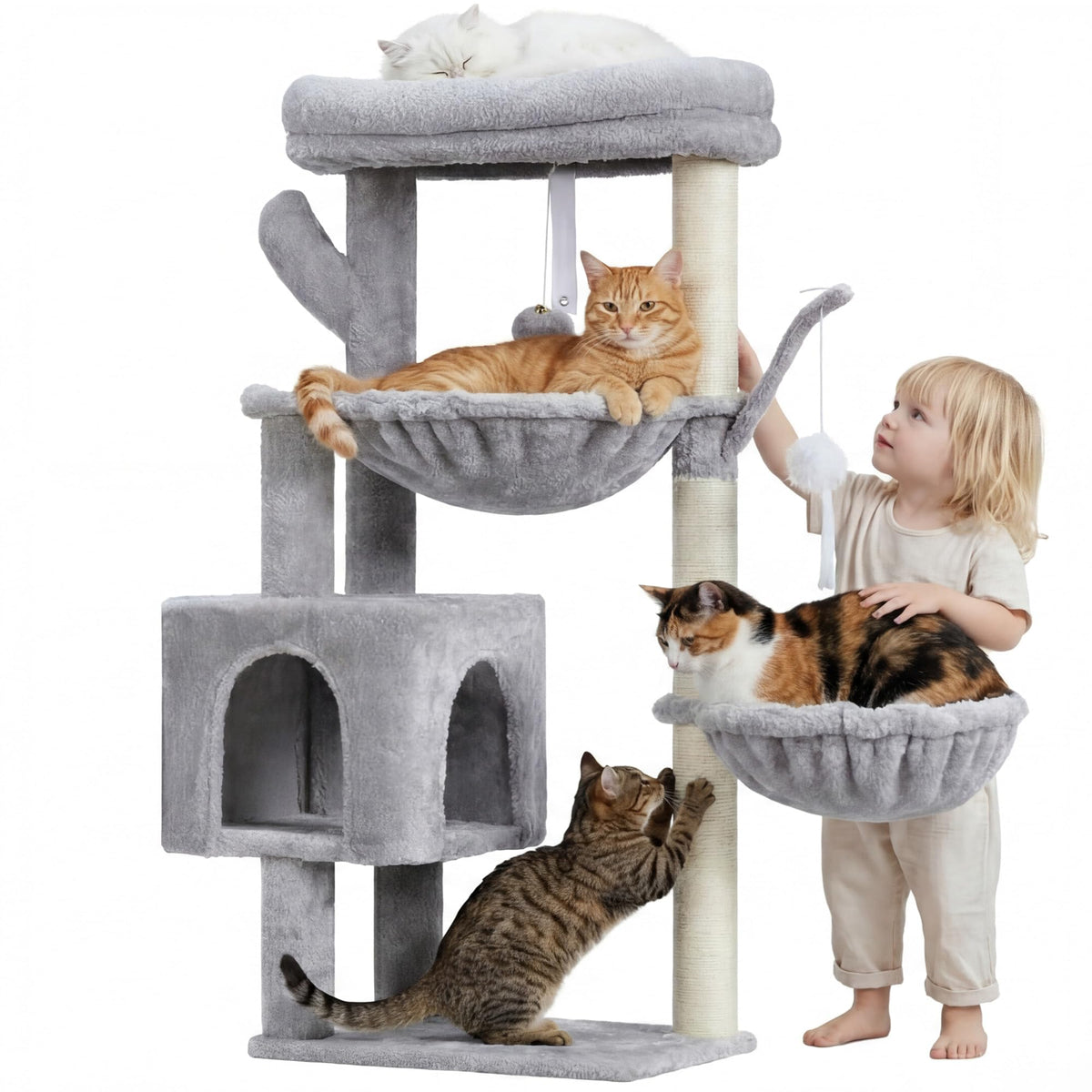 Cat Tree 40" Tower with All (Light Gray / 40 inch)
