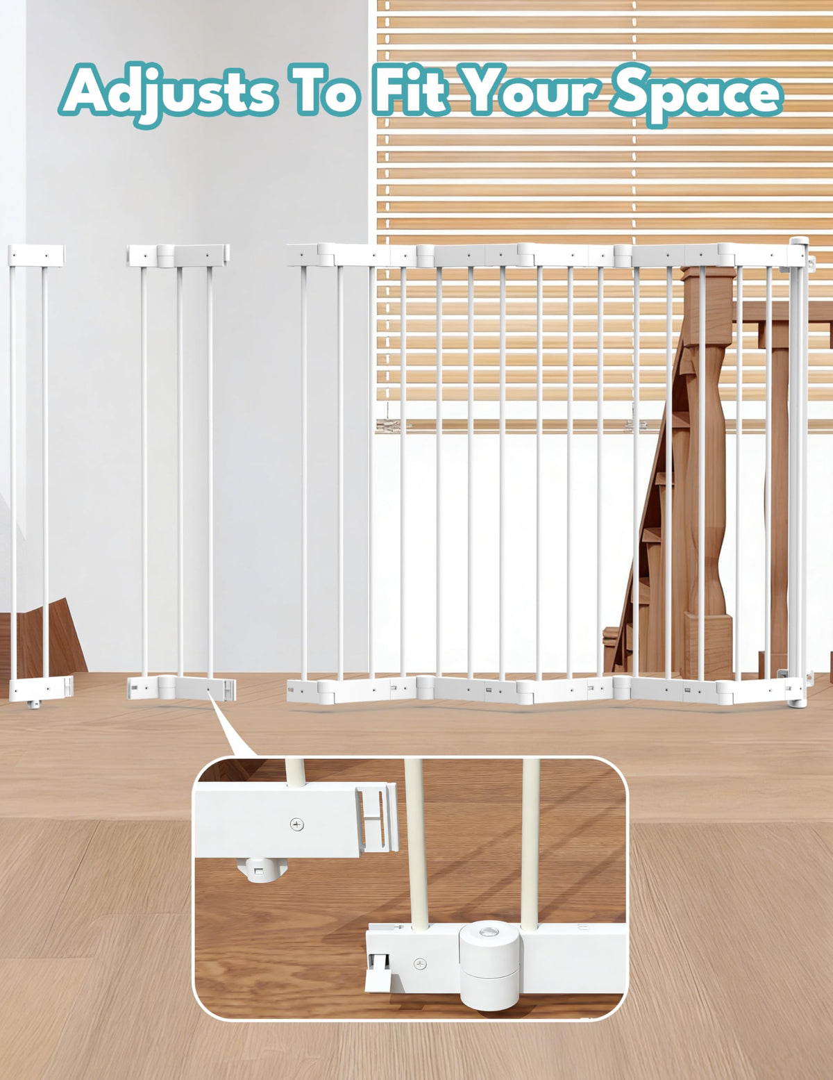 Retractable Safety Gate (White / 38" Wide, 30" Tall)
