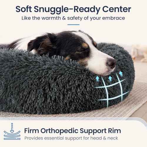 Calming Washable Dog Beds Large Sized Dog (Dark Grey / 36.0"L x 36.0"W x 8.0"Th(Removable))